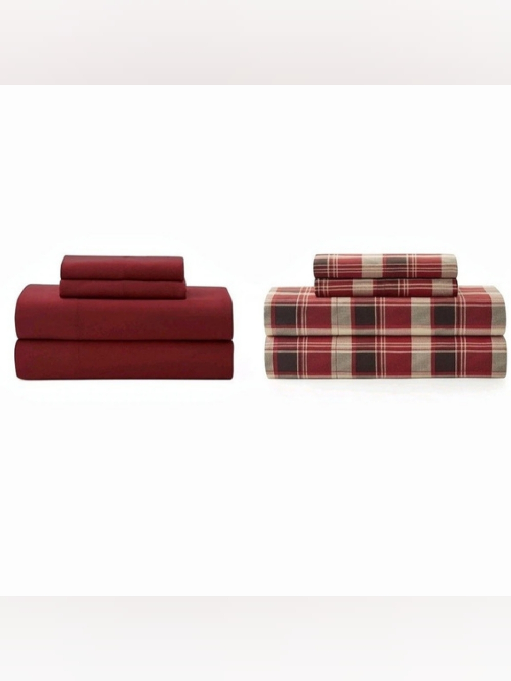 2 Pawz Microfiber Full Size Sheet Sets In Burgundy And Plaid NWT